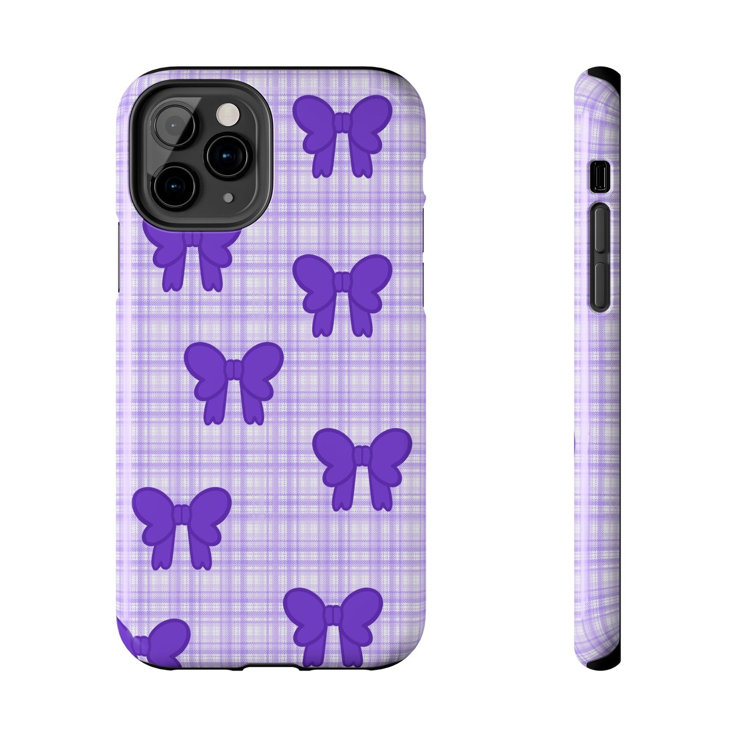 Cute Plaid Purple Ribbons Phone Case (iPhone)