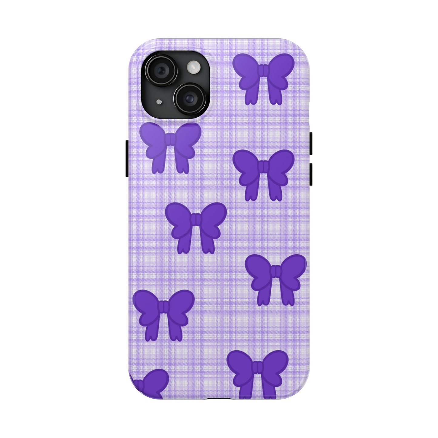 Cute Plaid Purple Ribbons Phone Case (iPhone)