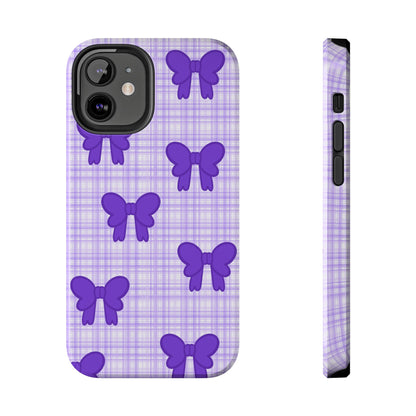 Cute Plaid Purple Ribbons Phone Case (iPhone)