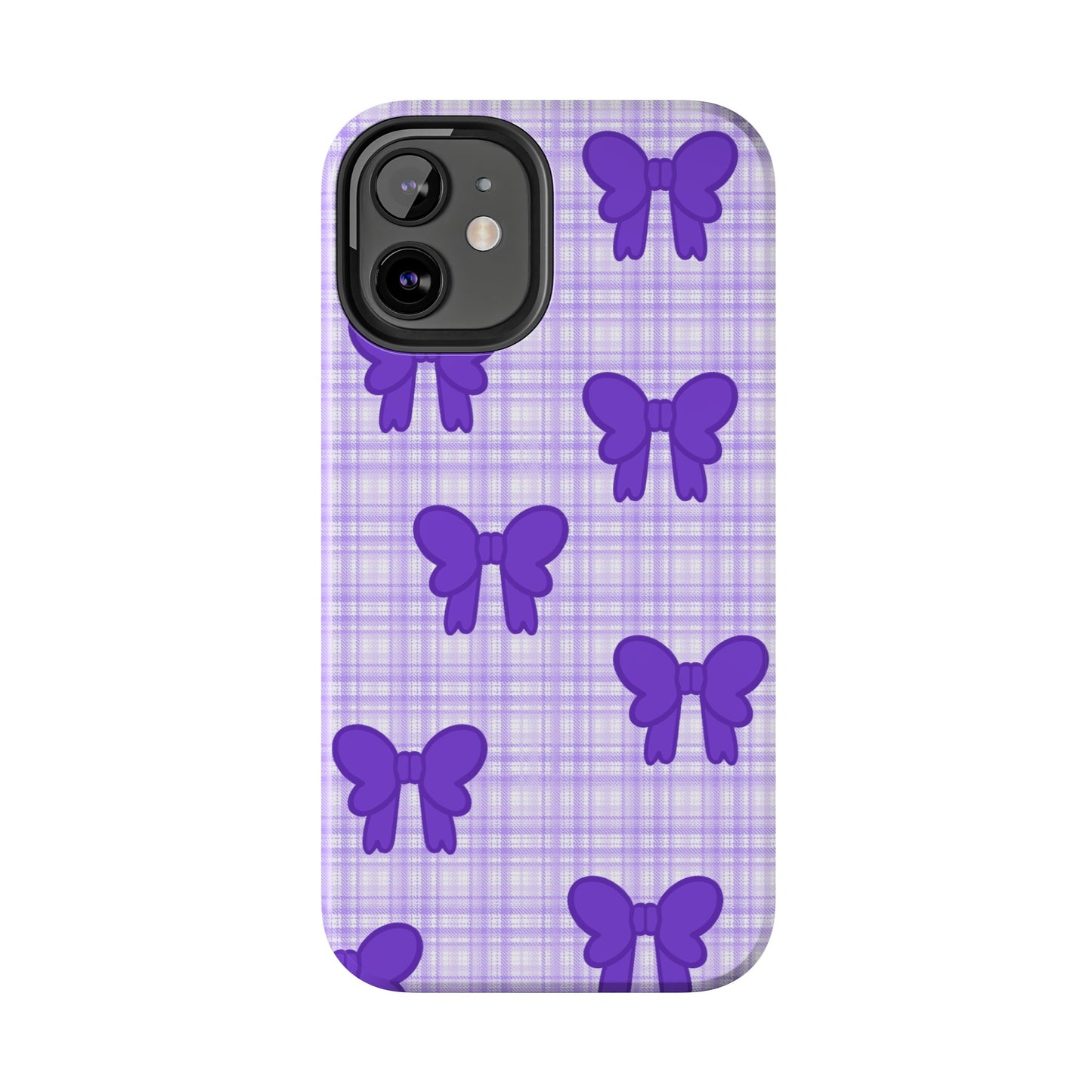 Cute Plaid Purple Ribbons Phone Case (iPhone)