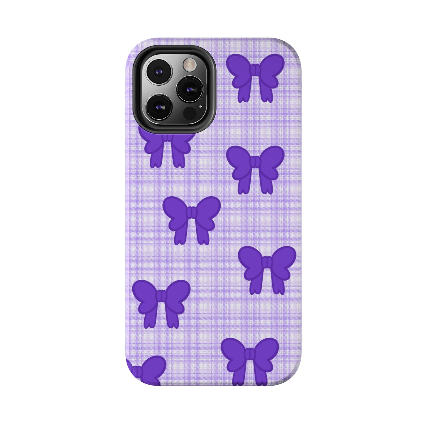 Cute Plaid Purple Ribbons Phone Case (iPhone)