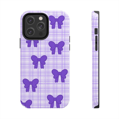 Cute Plaid Purple Ribbons Phone Case (iPhone)