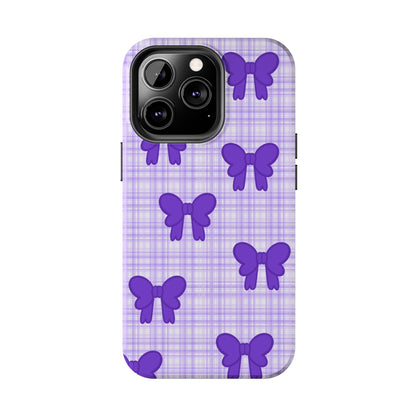 Cute Plaid Purple Ribbons Phone Case (iPhone)