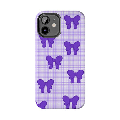 Cute Plaid Purple Ribbons Phone Case (iPhone)