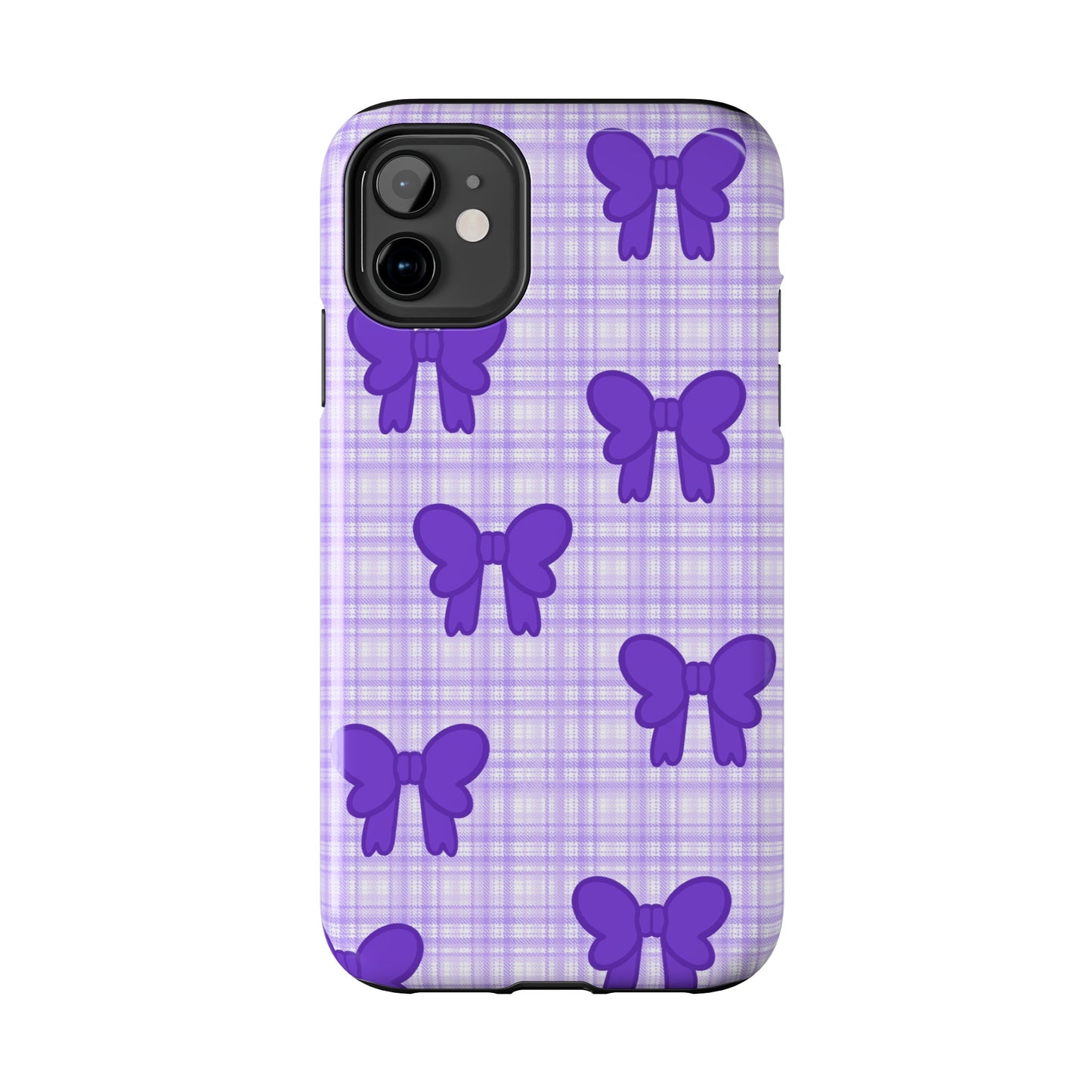 Cute Plaid Purple Ribbons Phone Case (iPhone)