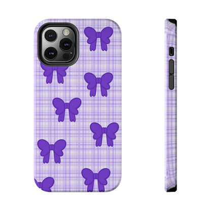 Cute Plaid Purple Ribbons Phone Case (iPhone)