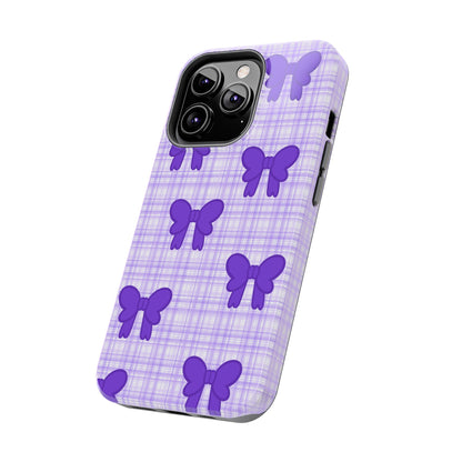 Cute Plaid Purple Ribbons Phone Case (iPhone)