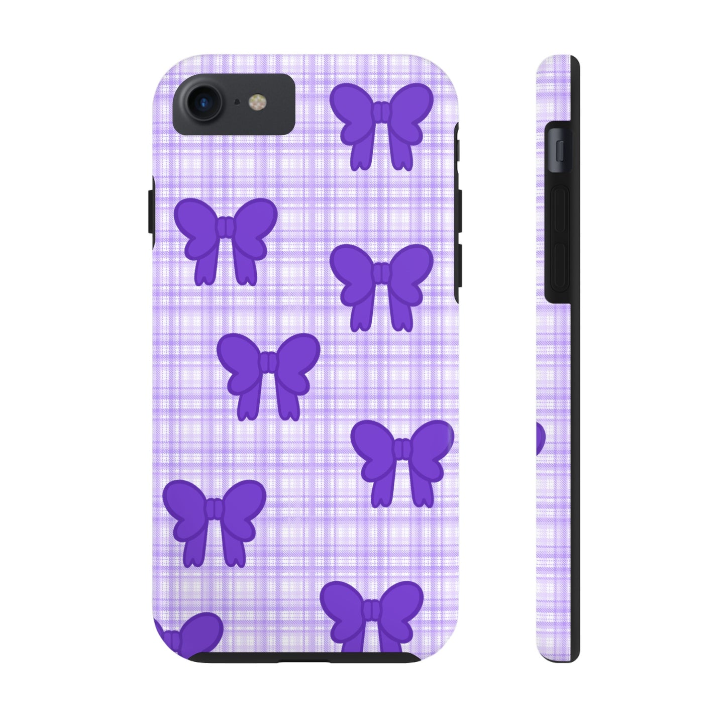 Cute Plaid Purple Ribbons Phone Case (iPhone)