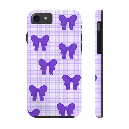 Cute Plaid Purple Ribbons Phone Case (iPhone)