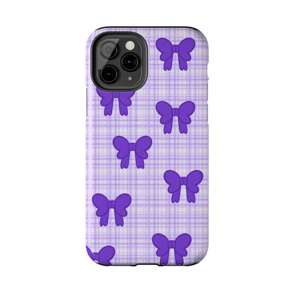 Cute Plaid Purple Ribbons Phone Case (iPhone)