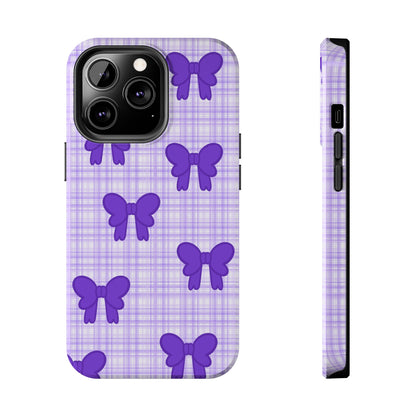 Cute Plaid Purple Ribbons Phone Case (iPhone)