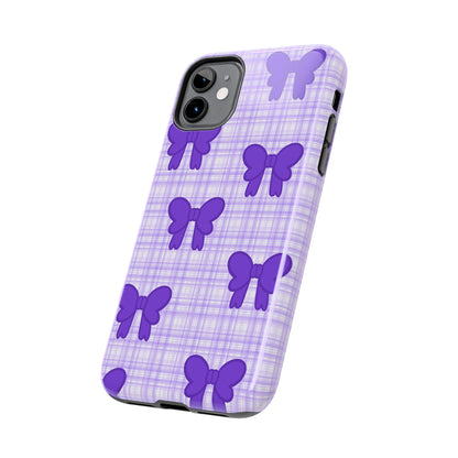 Cute Plaid Purple Ribbons Phone Case (iPhone)