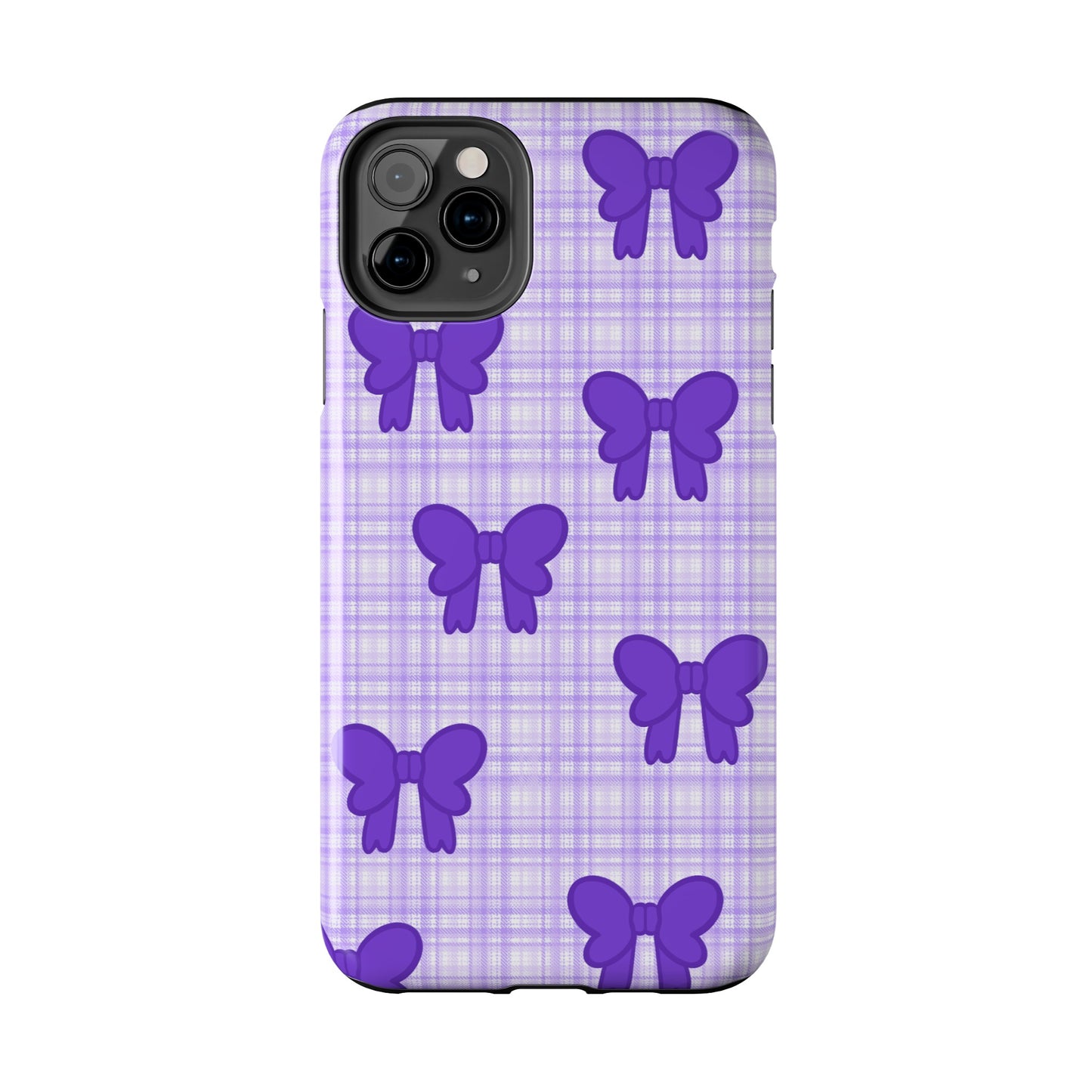 Cute Plaid Purple Ribbons Phone Case (iPhone)