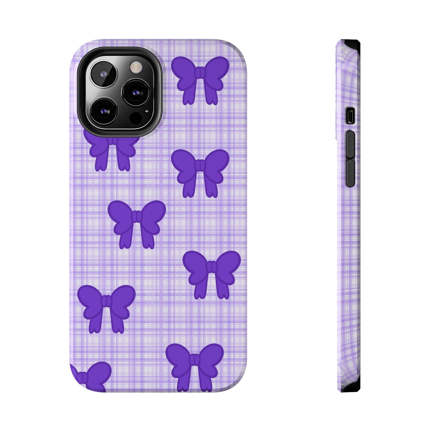 Cute Plaid Purple Ribbons Phone Case (iPhone)