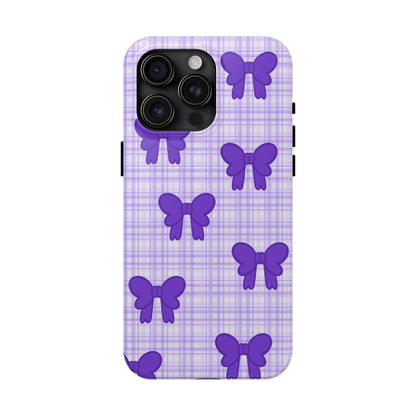 Cute Plaid Purple Ribbons Phone Case (iPhone)