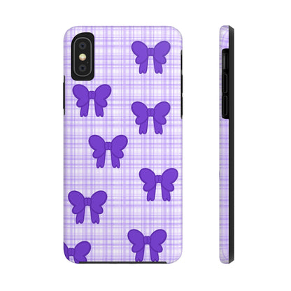 Cute Plaid Purple Ribbons Phone Case (iPhone)