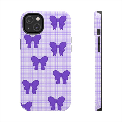 Cute Plaid Purple Ribbons Phone Case (iPhone)