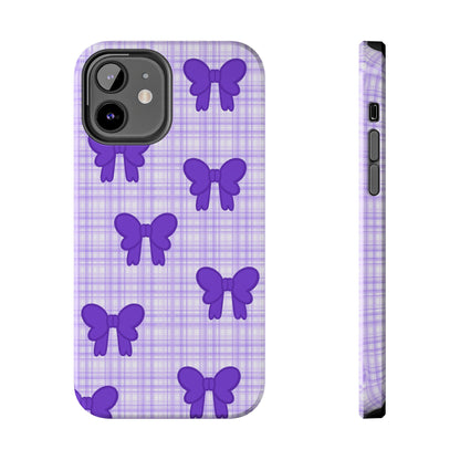 Cute Plaid Purple Ribbons Phone Case (iPhone)