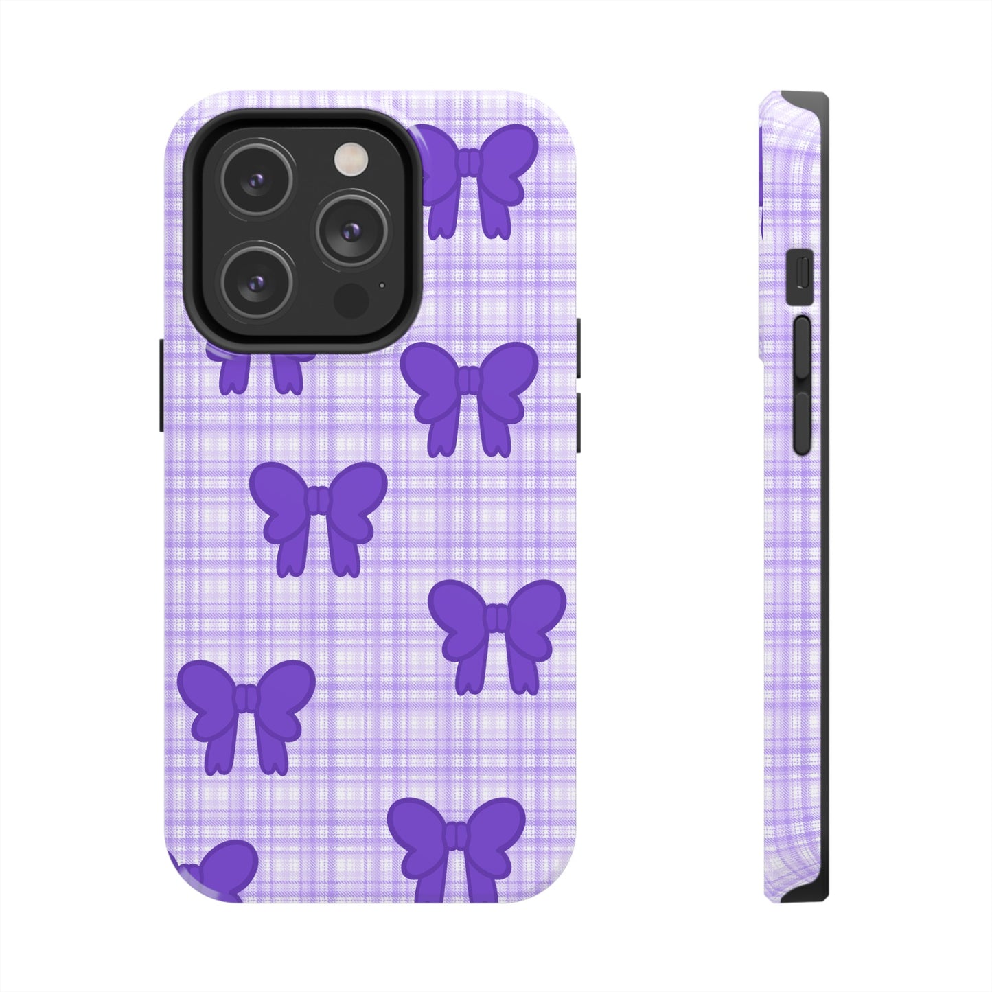 Cute Plaid Purple Ribbons Phone Case (iPhone)