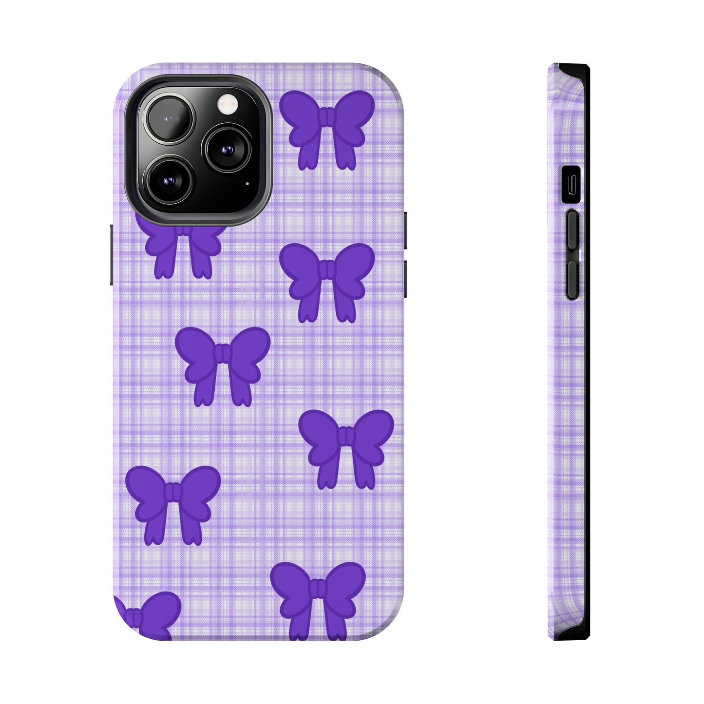 Cute Plaid Purple Ribbons Phone Case (iPhone)