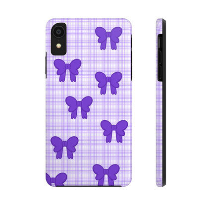 Cute Plaid Purple Ribbons Phone Case (iPhone)